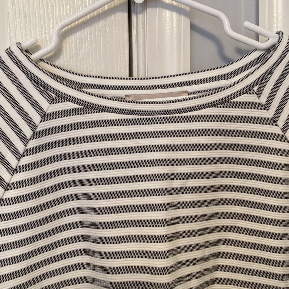 LOFT Striped Ruffle Sweatshirt - Picture 2 of 4
